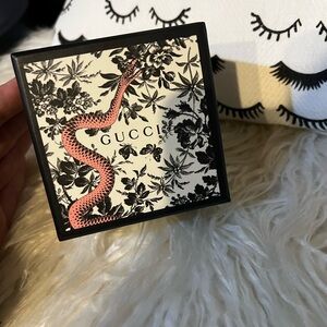 Gucci Black and White Floral Compact with Red Snake